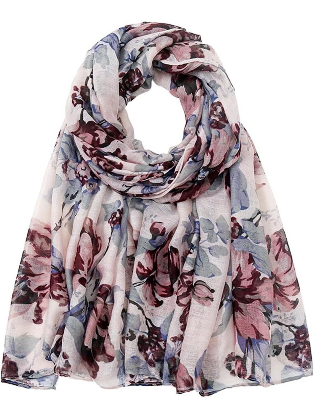 Women's Light Purple Cover Hijab Cotton Voile Wrap for Spring Fall Scarf Shawl
